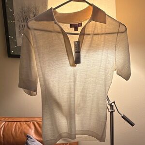 J. Crew Ivory & Green Women's Knit Polo Tops